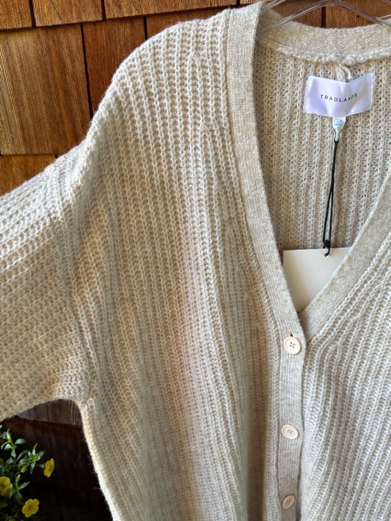 Nwt Tradlands Oatmeal Heather Judith Cocoon Wool Cardigan In Women's 1x — image 6 of 8